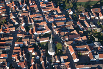 Aerial view of District Niederhochstadt in Hochstadt in the state Rhineland-Palatinate, Germany