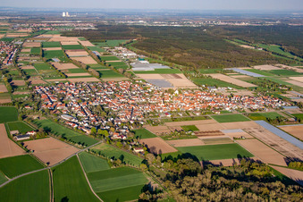 Drone recording of Zeiskam in the state Rhineland-Palatinate, Germany