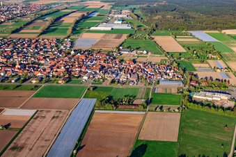 Oblique view of Main Street in Zeiskam in the state Rhineland-Palatinate, Germany