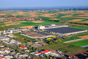 Aerial photograpy of Mercedes-Benz Logistics Center in Interpark in Offenbach an der Queich in the state Rhineland-Palatinate, Germany