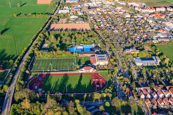 Stadium and artificial turf pitch of FSV Offenbach at Queichtalbad in Offenbach an der Queich in the state Rhineland-Palatinate, Germany