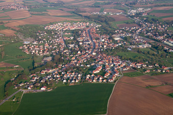 Aerial photograpy of Soultz-sous-Forêts in the state Bas-Rhin, France