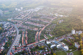 District Rüppurr in Karlsruhe in the state Baden-Wuerttemberg, Germany from the plane