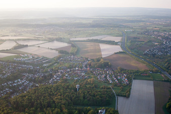 District Hohenwettersbach in Karlsruhe in the state Baden-Wuerttemberg, Germany seen from above