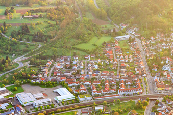Aerial view of Gewerbestr in the district Berghausen in Pfinztal in the state Baden-Wuerttemberg, Germany