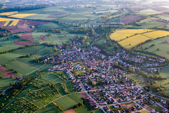 In front of the ICE valley bridge in the district Bauerbach in Bretten in the state Baden-Wuerttemberg, Germany