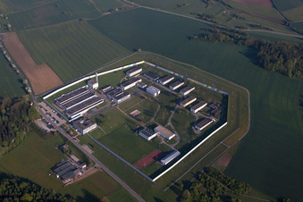 Aerial view of Building complex of the jail Justizvollzugsanstalt Adelsheim in the district Leibenstadt in Adelsheim in the state Baden-Wurttemberg