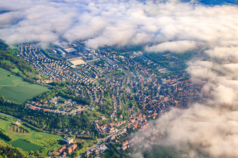 Wellenbergstraße under clouds in Tauberbischofsheim in the state Baden-Wuerttemberg, Germany