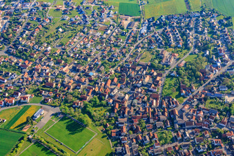 Village overview in Kleinrinderfeld in the state Bavaria, Germany