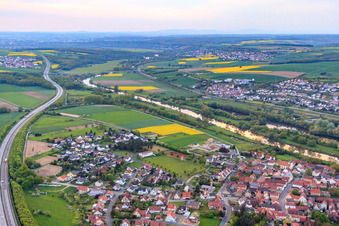 Sports field of SV Untereuerheim between Main and A70 in the district Untereuerheim in Grettstadt in the state Bavaria, Germany