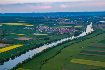 Aerial view of District Untertheres in Theres in the state Bavaria, Germany