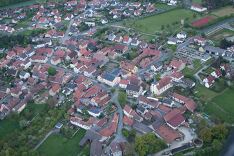 Aerial view of District Untereuerheim in Grettstadt in the state Bavaria, Germany