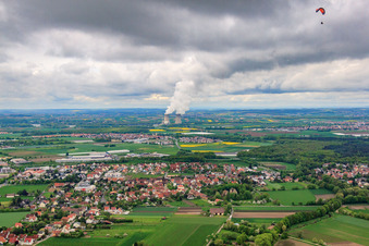 View of the town from the east in Schwebheim in the state Bavaria, Germany