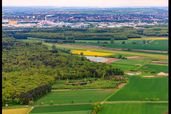 Aerial view of Cross approach to Two Eight from EDSF in Gochsheim in the state Bavaria, Germany