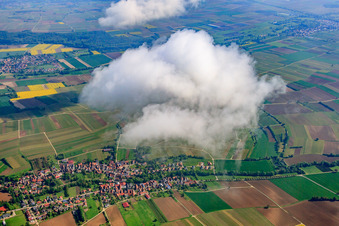 Cloud over village in Dierbachtal in Dierbach in the state Rhineland-Palatinate, Germany