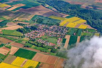 Cloud over village in Erlenbachtal in Barbelroth in the state Rhineland-Palatinate, Germany