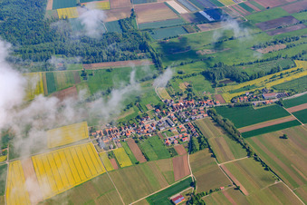 Aerial photograpy of Cloud over village in Erlenbachtal in Barbelroth in the state Rhineland-Palatinate, Germany