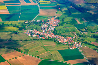 Aerial view of Cloud over village in Erlenbachtal in Oberhausen in the state Rhineland-Palatinate, Germany