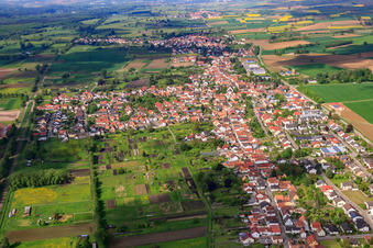 Aerial photograpy of Village on the Viehstrich from the northeast in Steinfeld in the state Rhineland-Palatinate, Germany