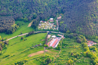 Aerial view of Camp at the youth campsite-Hauenstein in Hauenstein in the state Rhineland-Palatinate, Germany