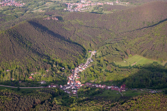 Place in the Palatinate Forest from the west in Dimbach in the state Rhineland-Palatinate, Germany