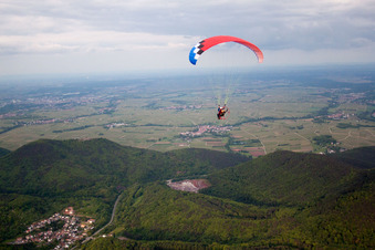 Paraglider at the quarry in Waldhambach in the state Rhineland-Palatinate, Germany