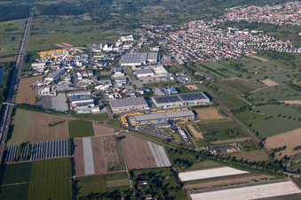 Bird's eye view of Warehouses and forwarding building of Dachser GmbH & Co.KG in Malsch in the state Baden-Wurttemberg
