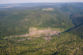 Aerial view of Village view in the district Waldprechtsweier in Malsch in the state Baden-Wuerttemberg, Germany
