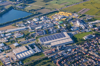 Aerial view of Daimlerstr industrial area in Malsch in the state Baden-Wuerttemberg, Germany