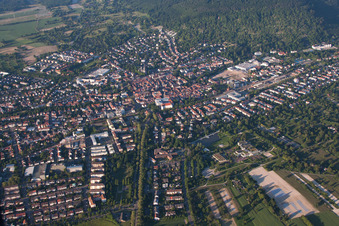 Drone recording of Ettlingen in the state Baden-Wuerttemberg, Germany