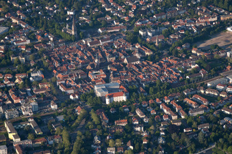 Aerial view of Old town from the southwest in Ettlingen in the state Baden-Wuerttemberg, Germany