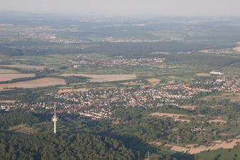 Aerial view of Hohenwettersbach in the district Grünwettersbach in Karlsruhe in the state Baden-Wuerttemberg, Germany
