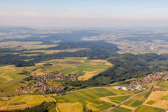 Village - view on the edge of agricultural fields and farmland in Zepfenhan in the state Baden-Wurttemberg, Germany