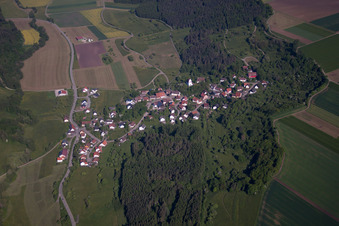 Village - view on the edge of agricultural fields and farmland in Dietingen in the state Baden-Wurttemberg, Germany