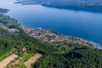 Aerial view of Village on the banks of the area Lake Constance in Sipplingen in the state Baden-Wurttemberg, Germany