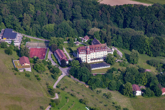 Aerial view of Salem international college Schloss Salem in Überlingen in the state Baden-Wuerttemberg, Germany