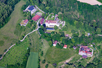 Oblique view of Salem international college Schloss Salem in Überlingen in the state Baden-Wuerttemberg, Germany