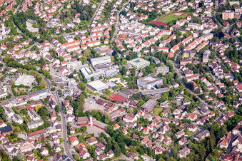 Aerial view of Constantin-Vanotti School, Marie Curie School, Realschule Überlingen and District Sports Hall Überlingen in Überlingen in the state Baden-Wuerttemberg, Germany