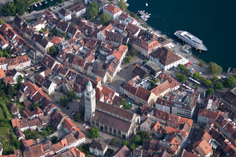 The city center in the downtown area in Ueberlingen in the state Baden-Wurttemberg
