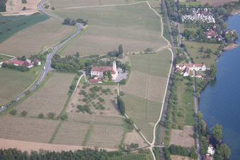 Aerial view of Castle of Schloss Bodensee-Schloss Maurach in Uhldingen-Muehlhofen in the state Baden-Wurttemberg