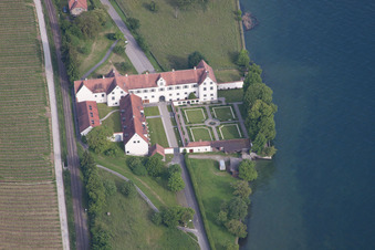 Castle of Schloss Bodensee-Schloss Maurach in Uhldingen-Muehlhofen in the state Baden-Wurttemberg from above