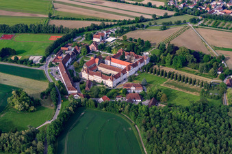 Aerial view of School Castle Salem in the Monastery and Castle Salem in the district Stefansfeld in Salem in the state Baden-Wuerttemberg, Germany
