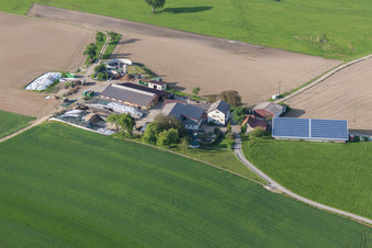 Farm on the edge of cultivated fields in Hohenfels in the state Baden-Wurttemberg, Germany
