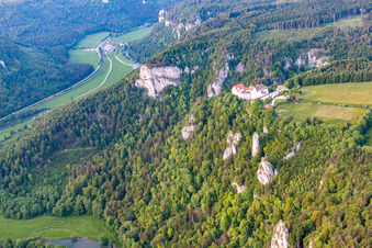 Aerial view of Danube Gorge in Leibertingen in the state Baden-Wuerttemberg, Germany