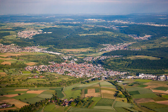 Oblique view of District Königsbach in Königsbach-Stein in the state Baden-Wuerttemberg, Germany