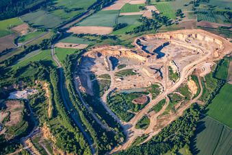Aerial view of Quarry Walzbachtal in the district Wössingen in Walzbachtal in the state Baden-Wuerttemberg, Germany