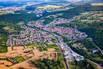 Aerial view of District Söllingen in Pfinztal in the state Baden-Wuerttemberg, Germany