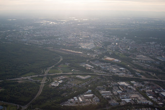 District Oststadt in Karlsruhe in the state Baden-Wuerttemberg, Germany from the drone perspective