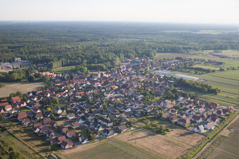 Aerial view of Niederrœdern in the state Bas-Rhin, France