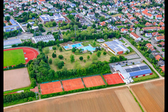 Tennis courts at the Rebmeerbad Bad Bergzabern in Bad Bergzabern in the state Rhineland-Palatinate, Germany